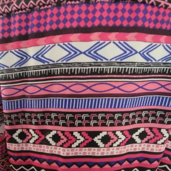 Large Cato striped geometric print maxi tunic button down long sleeve blouse - Picture 4 of 7